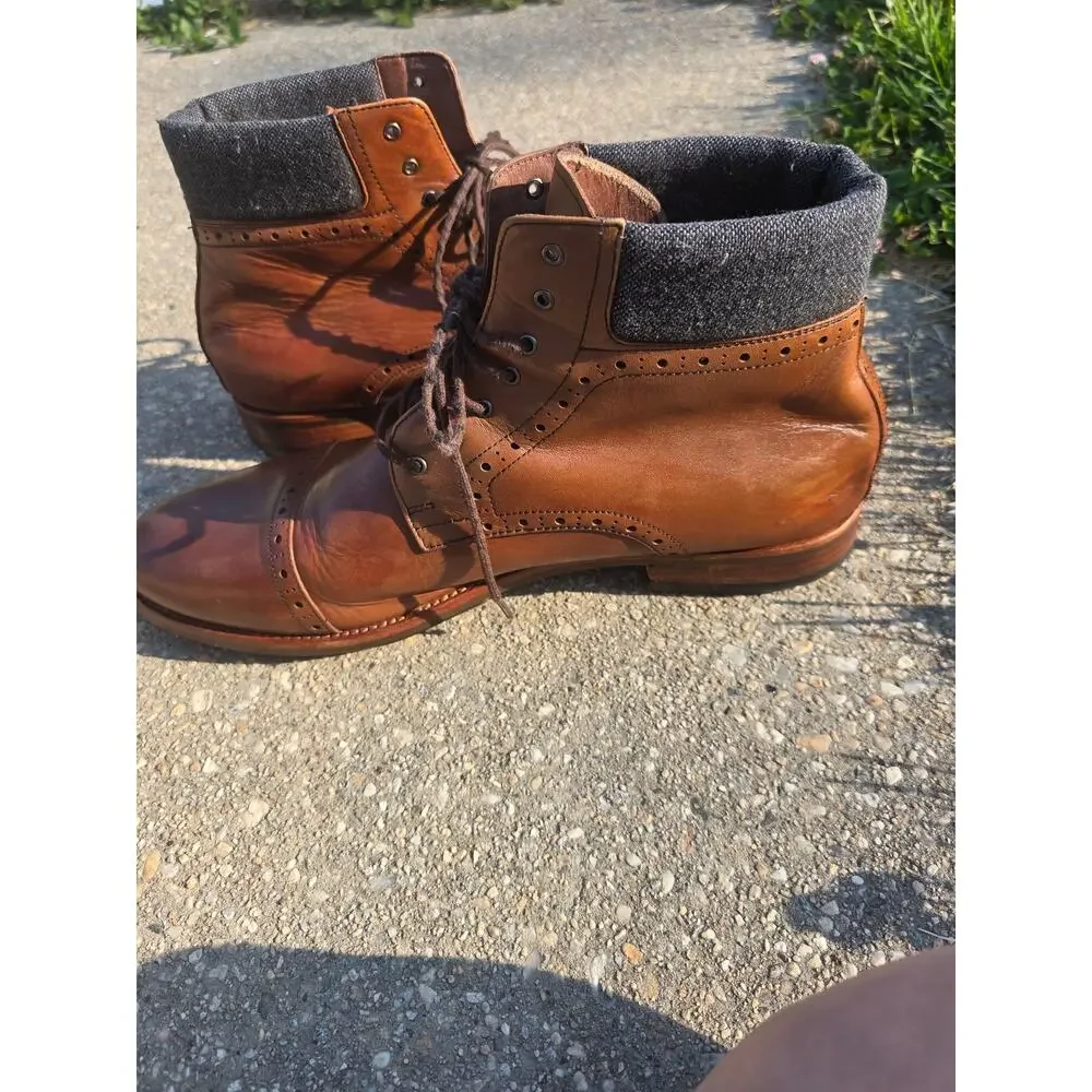 Warfield & Grand Grady Men's Size 13 Brown Leather Brogue Cap Toe Boots